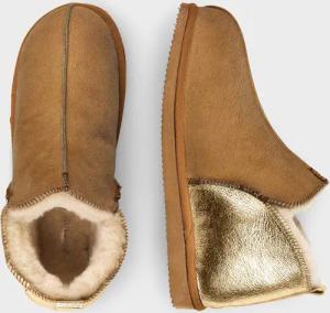 Hausschuhe aus echtem Schaffell - cognac / goldfarben - Gr. 39 von Goldner Fashion