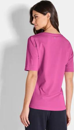 T-Shirt mit Metallic-Print - pink - Gr. 48 von Goldner Fashion