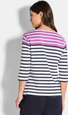 Ringelshirt aus Baumwoll-Jersey - marine / pink / gestreift - Gr. 44 von Goldner Fashion