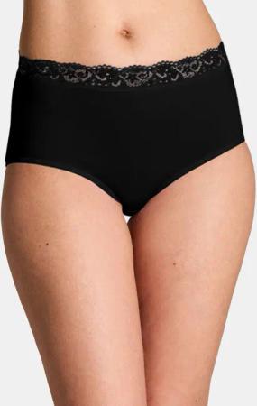 Baumwoll-Taillenslip mit Spitzenbund im 2er-Pack - schwarz - Gr. 40 von Goldner Fashion