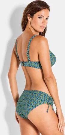 Bikini mit femininen Raffungen - türkis / royalblau / gemustert - Gr. 42B von Goldner Fashion