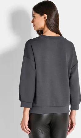 Sweatshirt mit Blüten-Stickerei - grau - Gr. 40 von Goldner Fashion