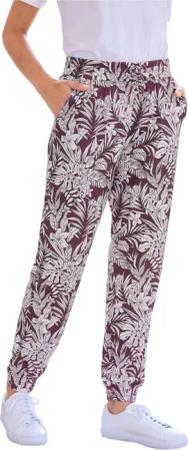 Bequeme Freizeithose mit Schlupfbund und Taschen - dunkelrot / weiß / gemustert - Gr. 24 von Goldner Fashion