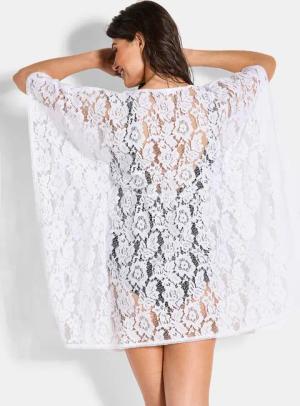 Strandbluse aus leichter Spitze - cremeweiß - Gr. S von Goldner Fashion