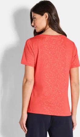 Sportshirt in femininem Jacquardmuster - koralle - Gr. 40 von Goldner Fashion