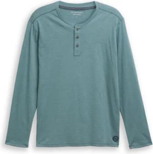 TOM TAILOR Herren Henley Langarmshirt aus Baumwolle, grün, Uni, Gr. XXXL