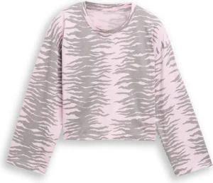 TOM TAILOR Mädchen Cropped Langarmshirt mit Muster, rosa, Gemustert, Gr. 128
