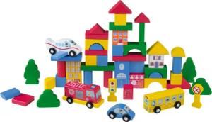 Playtive Holz Spieltrommelsortiment (Bunte Stadt)