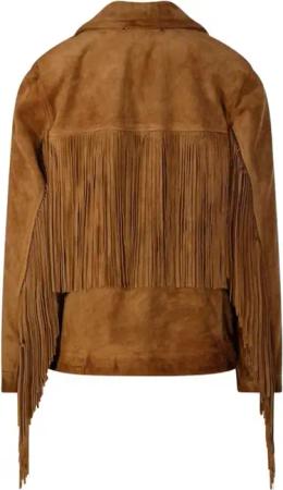 Golden Goose - Brown Fringe-Detail Waxed Calf Leather Jacket - Größe 38 - braun