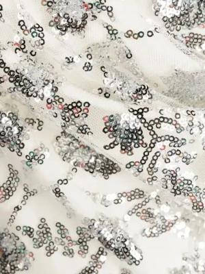 self-portrait - Champagne Sequinned Midi Dress - Größe 8 - weiß