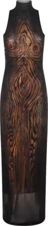 Jean Paul Gaultier - Double Layer Printed Wood Long Dress - Größe XS - braun