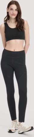 hessnatur Loungewear Leggings Medium Cut ACTIVE FUNCTIONAL aus Bio-Merinowolle und Bio-Baumwolle - schwarz - Größe XL