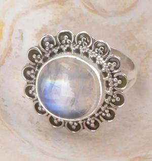 Guru-Shop Silberring Boho Silberring, großer floraler