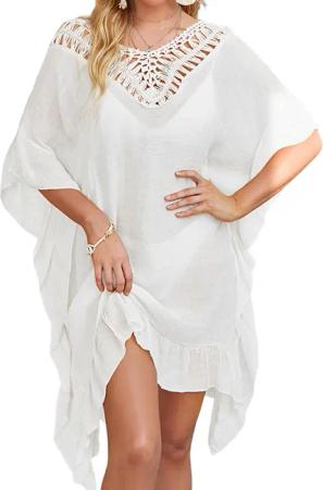 RWEUOQ Blusenkleid Strand-Tunika für Damen, Bikini-Überwurf