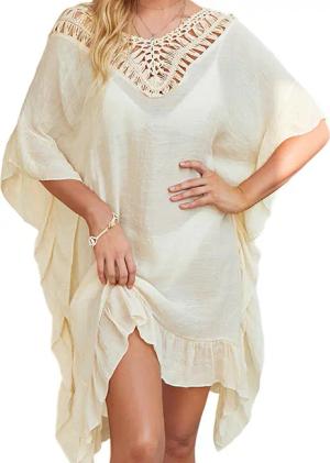 RWEUOQ Blusenkleid Strand-Tunika für Damen, Bikini-Überwurf