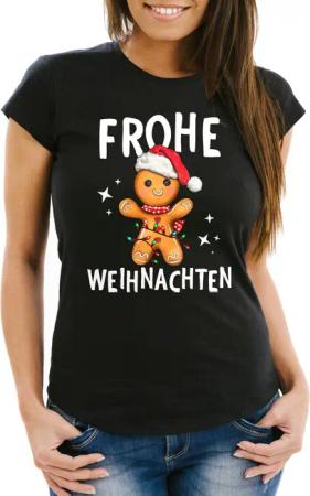 MoonWorks Print-Shirt Damen T-Shirt Frohe Weihnachten