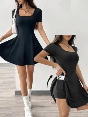 Moda Yakamoz Midikleid JANE'S Damen Kurzarm