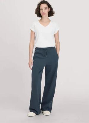hessnatur Damen Sweat Hose Wide Leg Relaxed aus Bio-Baumwolle - blau - Größe 46