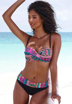 Buffalo Bügel-Bandeau-Bikini mit farbenfrohen Design