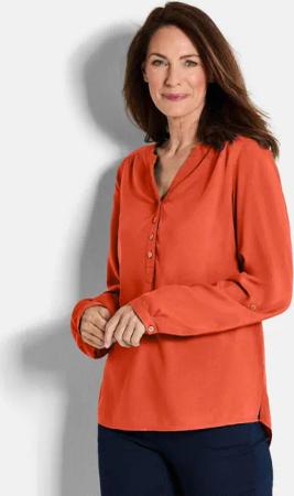 GOLDNER Schlupfbluse Langarm Businessbluse mit V-Ausschnitt