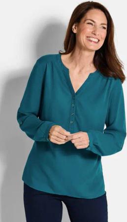 GOLDNER Schlupfbluse Langarm Businessbluse mit V-Ausschnitt