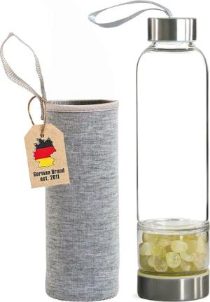 Intirilife Trinkflasche, Trinkflasche Wasserflasche mit Heilsteinen