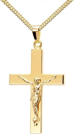 JEVELION Kreuzkette Kruzifix Anhänger 585 Gold