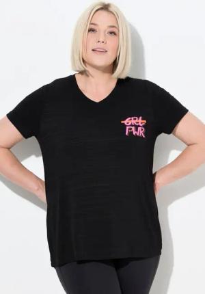 Ulla Popken T-Shirt Funktions-Shirt Cut-Outs V-Ausschnitt