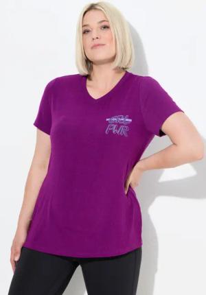 Ulla Popken T-Shirt Funktions-Shirt Cut-Outs V-Ausschnitt