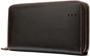 YUBRO-STUDIO Clutch Herren Geldbörse Echtleder Reißverschluss