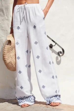 Next Stoffhose Bestickte Hose mit weitem