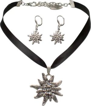 Alpenflüstern Ketten-Set Trachtenschmuck-Set Satin-Trachtenkette und Ohrhänger