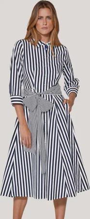 MADELEINE Midikleid Gestreiftes Hemdblusenkleid mit Bindeschärpe