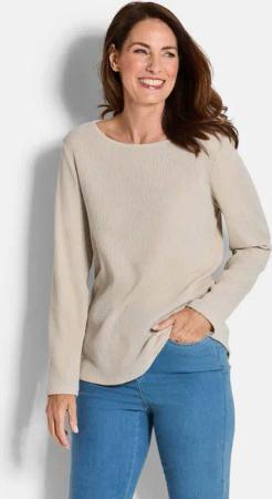 GOLDNER Langarmshirt Kurzgröße: Jersey-Shirt in Krepp-Optik