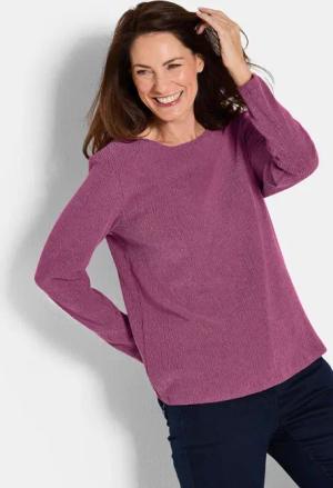 GOLDNER Langarmshirt Kurzgröße: Jersey-Shirt in Krepp-Optik