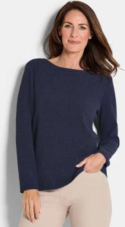 GOLDNER Langarmshirt Kurzgröße: Jersey-Shirt in Krepp-Optik