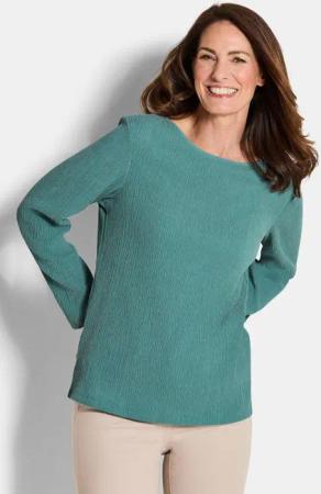 GOLDNER Langarmshirt Kurzgröße: Jersey-Shirt in Krepp-Optik