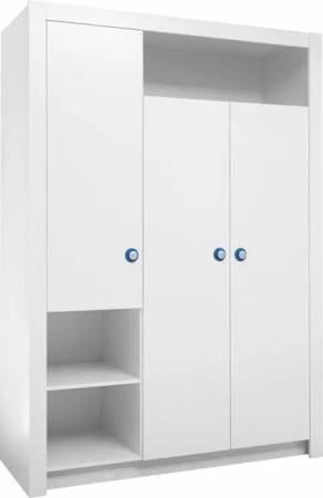Begabino Kinderkleiderschrank PAULA, Weiß, mit 3