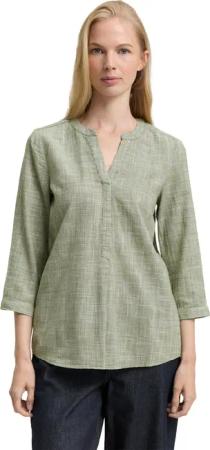 TOM TAILOR Klassische Bluse, mit geschlitztem Rundhalsausschnitt