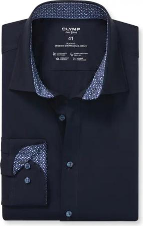 OLYMP Level Five 24/Seven, atmungsaktives Stretch Hemd aus Jersey, body fit, Blau, Kent, 44