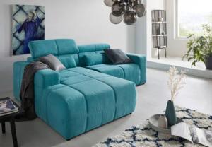 DOMO collection Ecksofa "Brandon, inkl. Kopfteilverstellung, B/T/H: 214/100/80 cm, L-Form", Mit Kopfteilverstellung, auch in Leder und Cord, L-Form