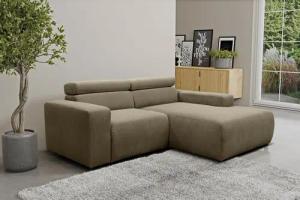 DOMO collection Ecksofa "Brandon, inkl. Kopfteilverstellung, B/T/H: 214/100/80 cm, L-Form", Cord, schlamm