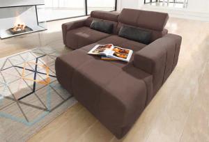 DOMO collection Ecksofa "Brandon, inkl. Kopfteilverstellung, B/T/H: 214/100/80 cm, L-Form", Mit Kopfteilverstellung, auch in Leder und Cord, L-Form