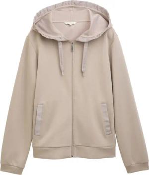 TOM TAILOR Damen Hoodie Sweatjacke aus Scuba, grau, Uni, Gr. S