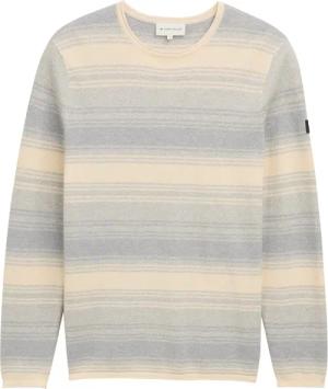 TOM TAILOR Herren Strickpullover im Streifenmuster, weiß, Gestreift, Gr. XXL