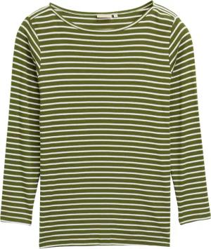 TOM TAILOR Damen Plus Size - Langarmshirt mit Streifenmuster, grün, Gestreift, Gr. 44