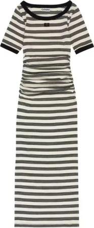 GANNI - Striped Rib Short Sleeve Dress - Größe XL - bunt