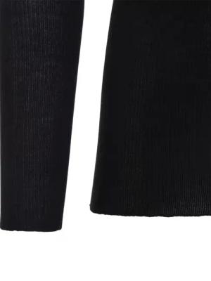 Rick Owens - Ribbed Long-Sleeved Black Top With Contemporary He - Größe XL - schwarz