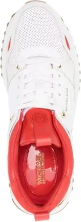 Michael Kors Low-Top Sneaker - White And Red Leather Trainers - Gr. 7_5 - in Weiß - für Damen