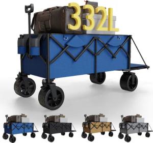 GUNJI Bollerwagen Klappbarer Wagen mit PVC-Reifen
